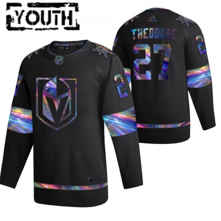 Vegas Golden Knights Hockeydrakt Shea Theodore 27 2021-22 Iriserende holografisk Svart Authentic - Barn
